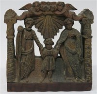 EARLY CARVED SPANISH COLONIAL WOODEN ICON