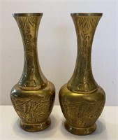 6.5” pair of brass vases