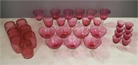 32 pieces of cranberry drinkware, tumblers,