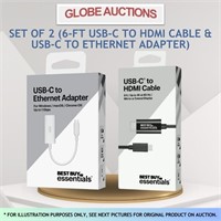SET OF 2 (USB-C TO HDMI CABLE & ETHERNET ADAPTER)