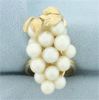 Unique Cultured Akoya Pearl Bunch of Grapes Ring i