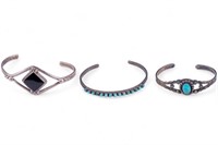 Sterling Turquoise, Onyx Bracelets (3)