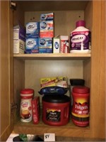 Coffee & Supplies in Cabinet