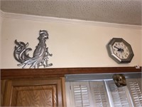 Pr of Rooser Plaques & Clock (Above Sink)