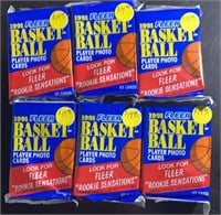 Very Rare (6) Sealed Fleer Basketball Cello Packs