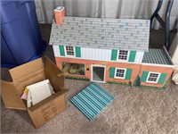 Vintage metal dollhouse with accessories
