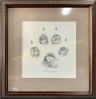 Wolves signed, framed print,, impression encadrée