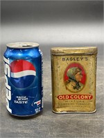 BAGLEY'S OLD COLONY TIN POCKET TOBACCO CAN SMOKING