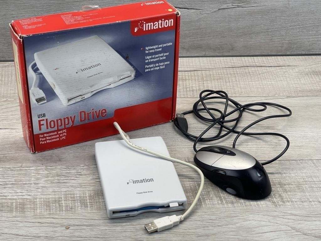 USB FLOPPY DISC DRIVE & LOGITECH WIRED MOUSE