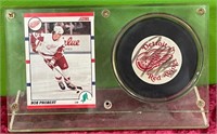 11 - NHL BOB PROBERT CARD & GAME PUCK (W4)