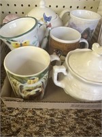 Asst Cups, Teapot & Other Glass Items