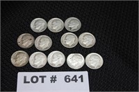 12-Silver Roosevelt Dimes