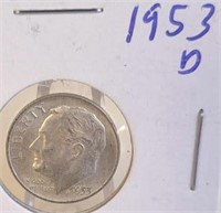 1953 D Roosevelt Silver Dime