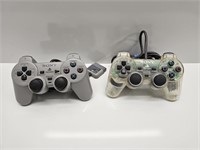 PLAYSTATION PS1 GREY & CLEAR CONTROLLERS