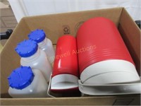 Coleman jug and assorted beverage container