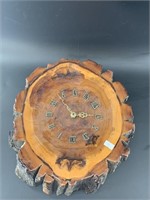 Battery operated spruce wall clock, new battery re