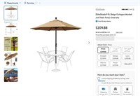 TE9617  EliteShade 9 ft. Beige Patio Umbrella