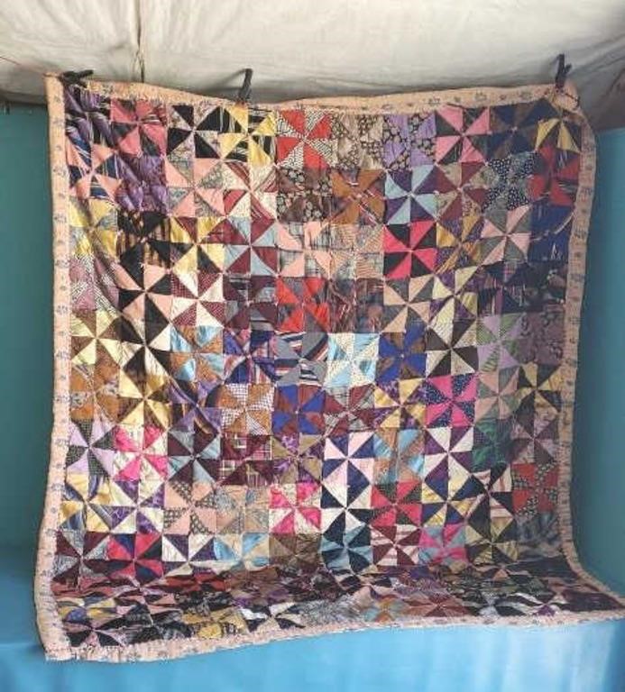 Vintage crazy quilt 60" × 72"  has issues