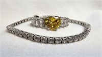 LADIES S/S TENNIS BRACELET & RING SW  STONES