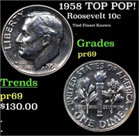 Proof 1958 Roosevelt Dime TOP POP! 10c Graded pr69