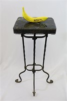 Victorian Wrought Iron Black Marble Top Plantstand