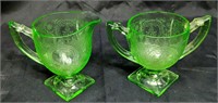 Uranium Glass Cream and Sugar Set