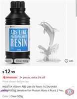 New. (12 bottles) WEISTEK 405nm ABS Like UV Resin
