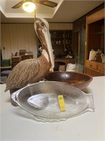 Large Ceramic Pelican, Big Wood Bowl & More