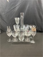 Lot Glass, Crystal,most Etched Glassware,Bud Vas