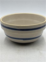 Stoneware bowl white with blue strip