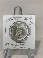 1944 Phillpines Silver 50 Centavos