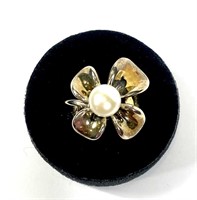 Ann King sterling silver orchid flower ring with