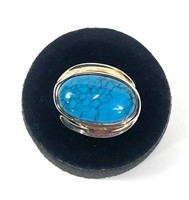 American West Jewelry bezel set turquoise ring,