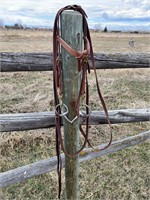LEATHER WESTERN KNOTTED BROW BRIDLE, SNAFFLE