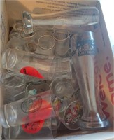 box of drinking glass, some beer