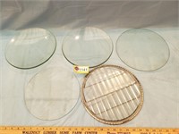 (5) MISC. GLASS LENS, 2 CURVED