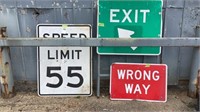 Speed Limit 55, EXIT, WRONG WAY, Signs, Aluminum