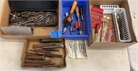 Tap bits, chisels, nail punches, bits and hand