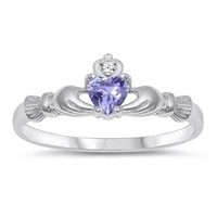 Heart Cut 1.15 Ct Lavender Amethyst Claddagh Ring