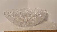 6” x 10” Leaded / Cut Glass Oval Floral Bowl.
