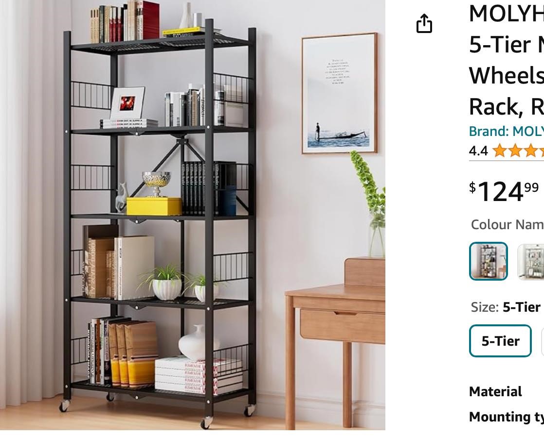 MOLYHOM Folding Storage Shelves, 5-Tier