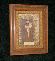 Oak Victorian shadow box with St. Anthony