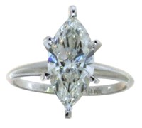 14k Gold 2.33 ct Marquise Cut Lab Diamond Ring