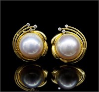 Modernist mabe pearl, diamond & 18ct yellow gold