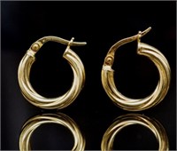 9ct yellow gold twist Creole hoop earrings