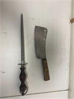Antique Cleaver and Sharpening steel