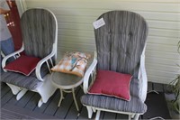 PATIO SET, GLIDERS AND TABLE