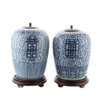 Two Chinese Export blue and white porcelain jars
