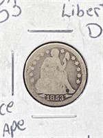 1853 Seated Liberty Dime Nice Shape 90% Silver