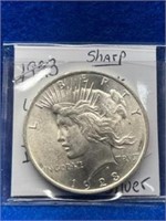 1923 Silver Peace Dollar - B.U+ Uncirculated Shape